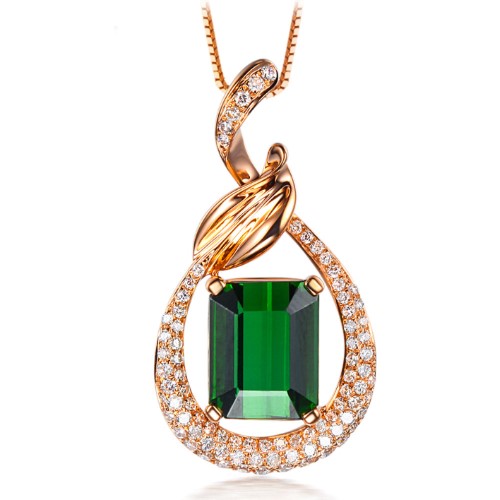 2 carat Green Tourmaline Pendant Color Gemstone Necklace