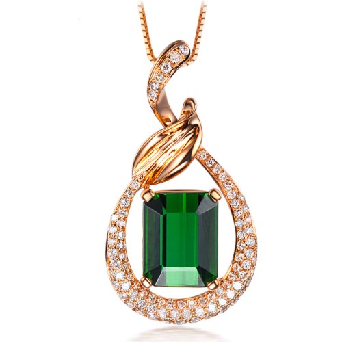 2 carat Green Tourmaline Pendant Color Gemstone Necklace