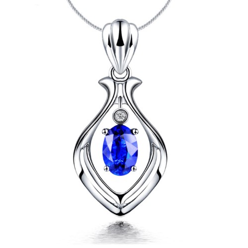 18K Gold Natural Sapphire Pendant