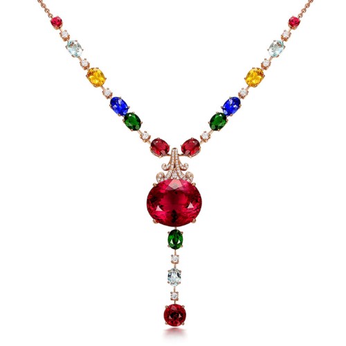 Pull the pigeon blood red Tourmaline Pendant Necklace