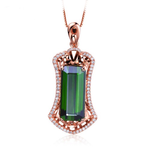 18k rose gold 7 carat Green Tourmaline Pendant